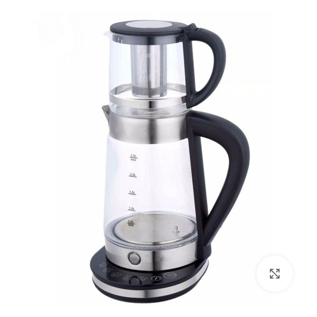 چای ساز یونیک مدل UM255 ظرفیت ۲.۵ لیتر با کتری پیرکس و پنل لمسی