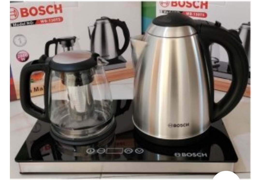 چای ساز بوش مدل WB-130TS ظرفیت ۲ لیتر با کتری استیل و گرمکن قوری