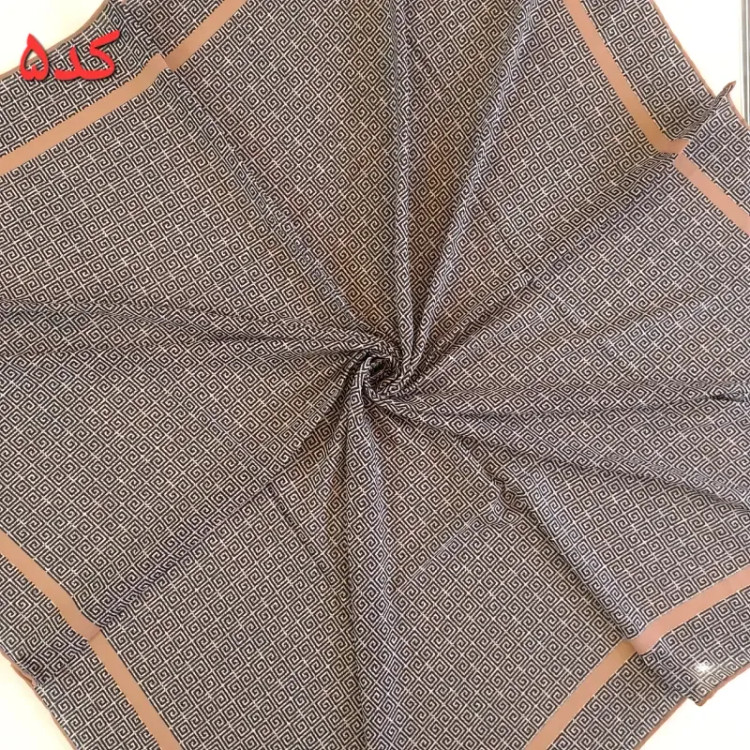 روسری نخی زنانه مشکی قواره 140 دور دست دوز